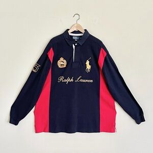 Vintage Polo Ralph Lauren 3 Snow Challenge Cup Rugby Long Sleeve Shirt Mens 2XLT